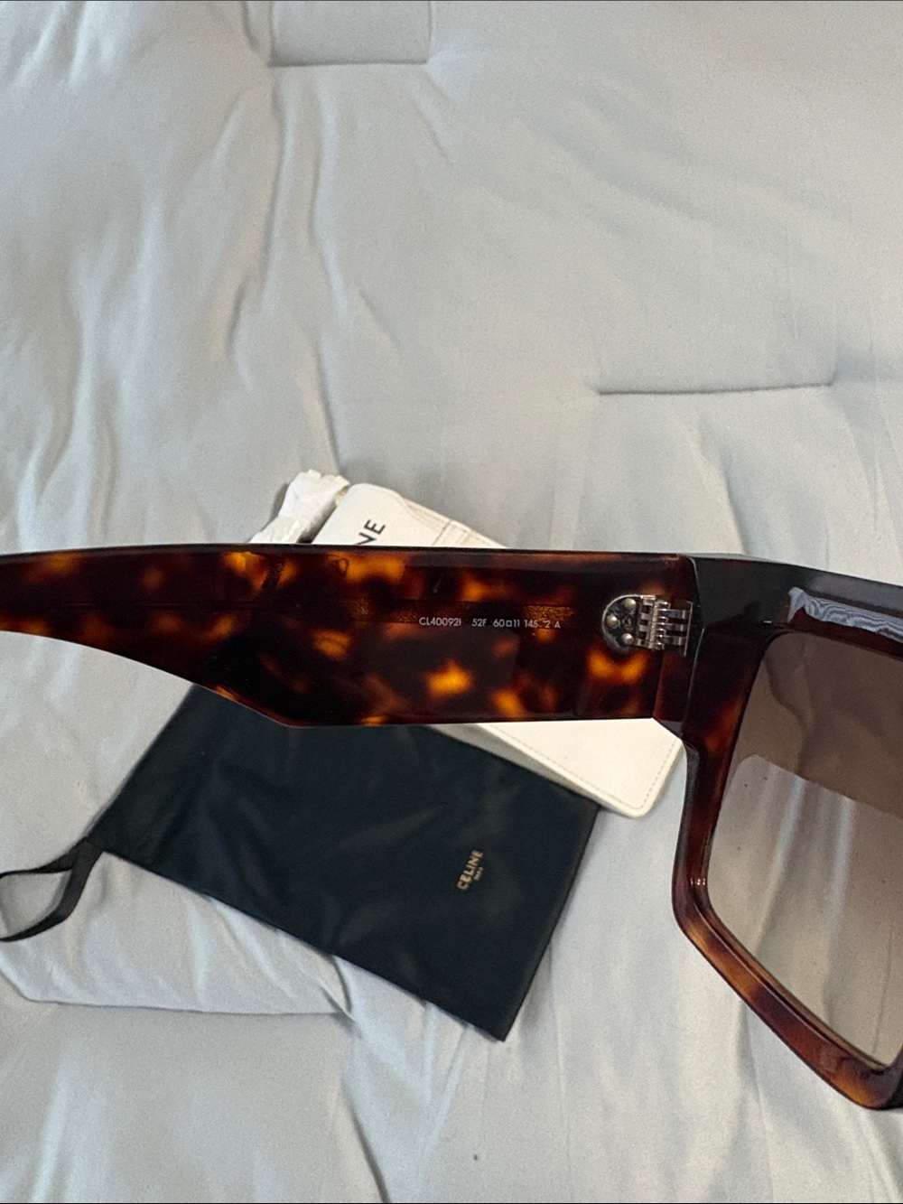 Celine Oversized Square Shield Sunglasses in Tortoiseshell Brown - Picture 4 of 7